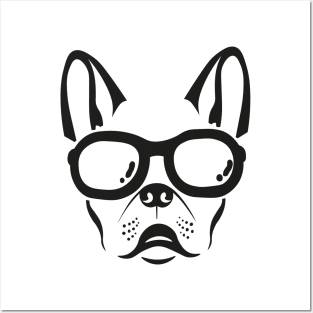 black french bulldog head Posters and Art